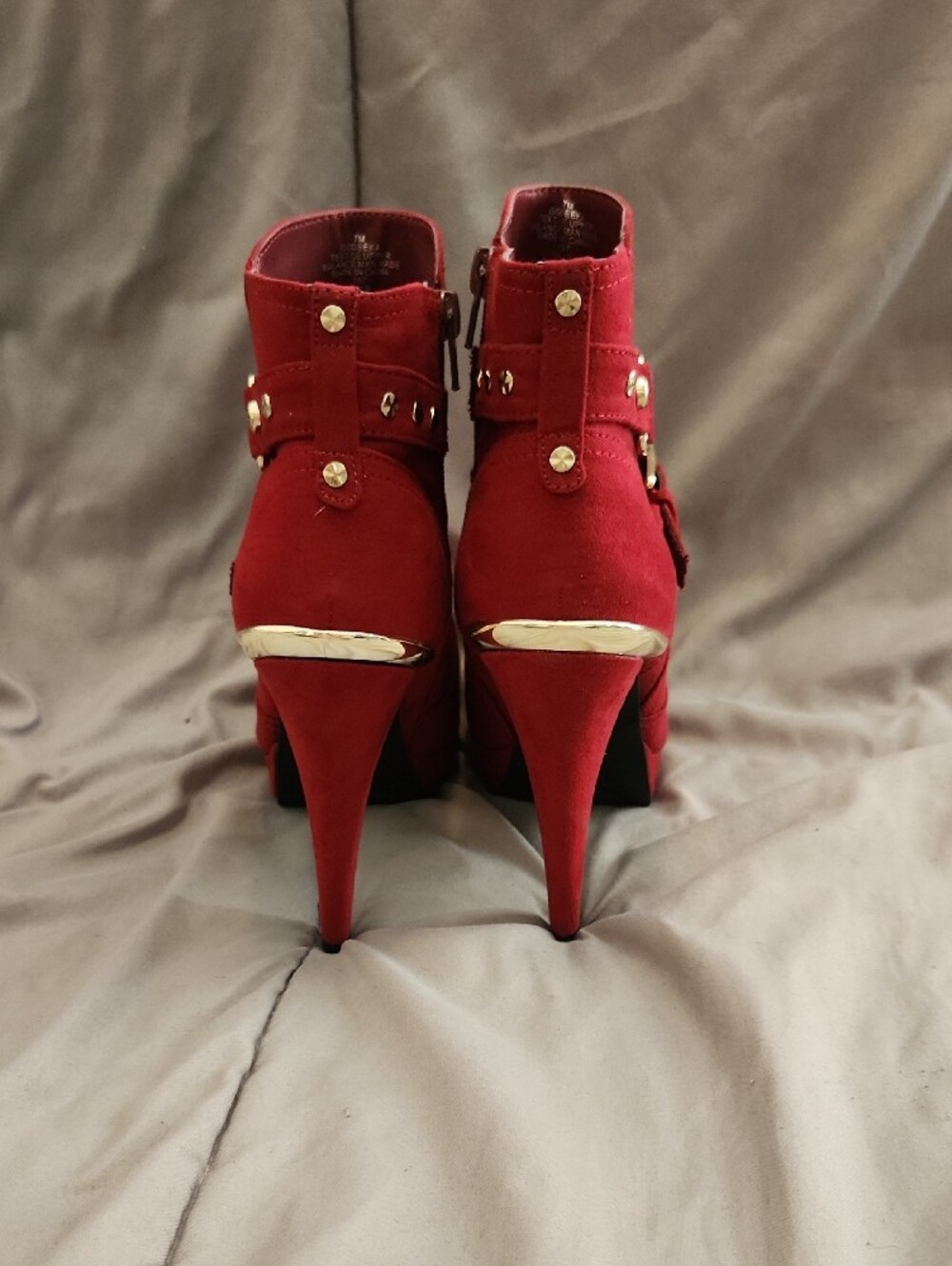 G by Guess Red Suede Studded Ankle Boots - Picture 4 of 9